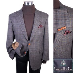 CARROLL & CO Plaid Sport Coat Casual Jacket Blazer 2-Button Sz 42S Double-vented